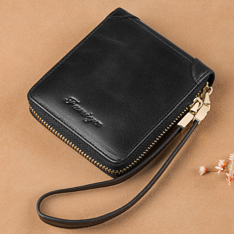 Women's Ya Short Leather Zipper One Billfold Coin Purses