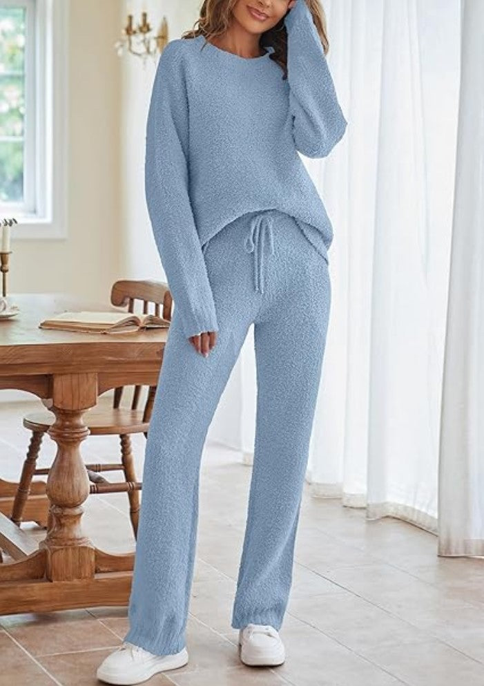 Women's Round Neck Long Sleeve Trousers Thick Suits