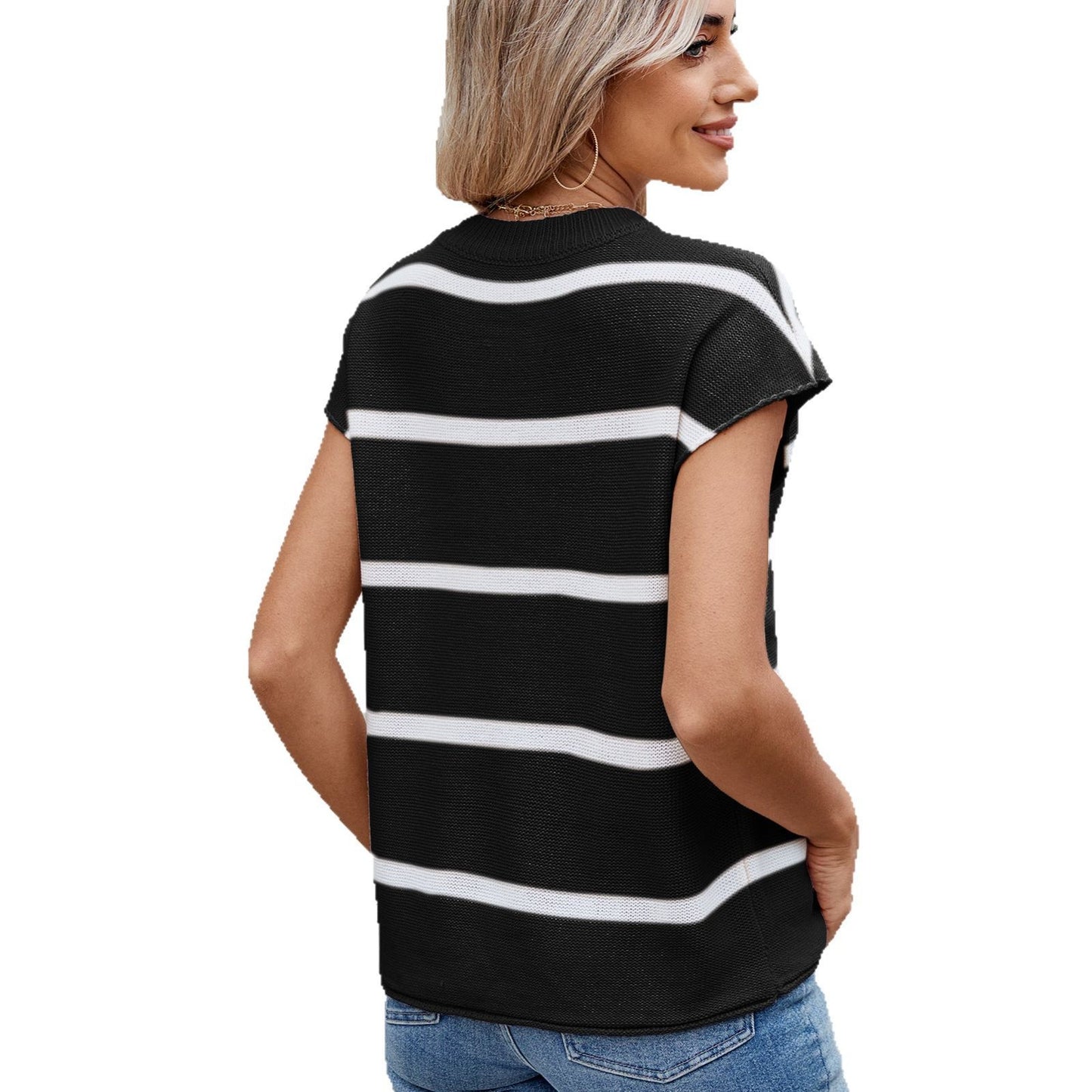 Women's Summer Round Neck With Sleeves Casual Sweaters