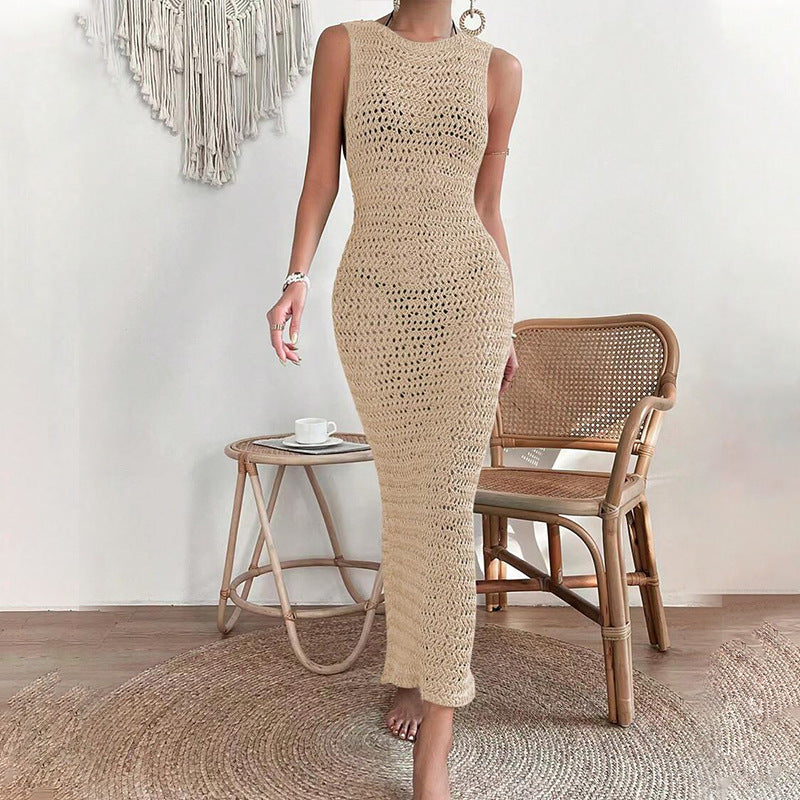 Seaside Beach Dress Knitted Long Sling Dresses