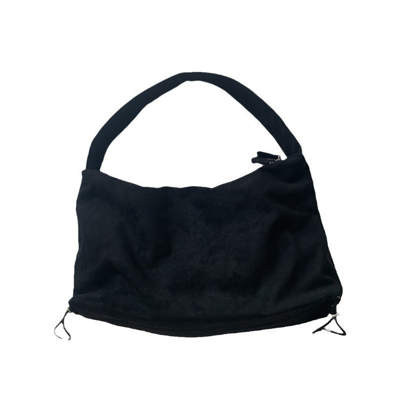 Women's Large Capacity Veet Drawstring Shopping Underarm Shoulder Bags