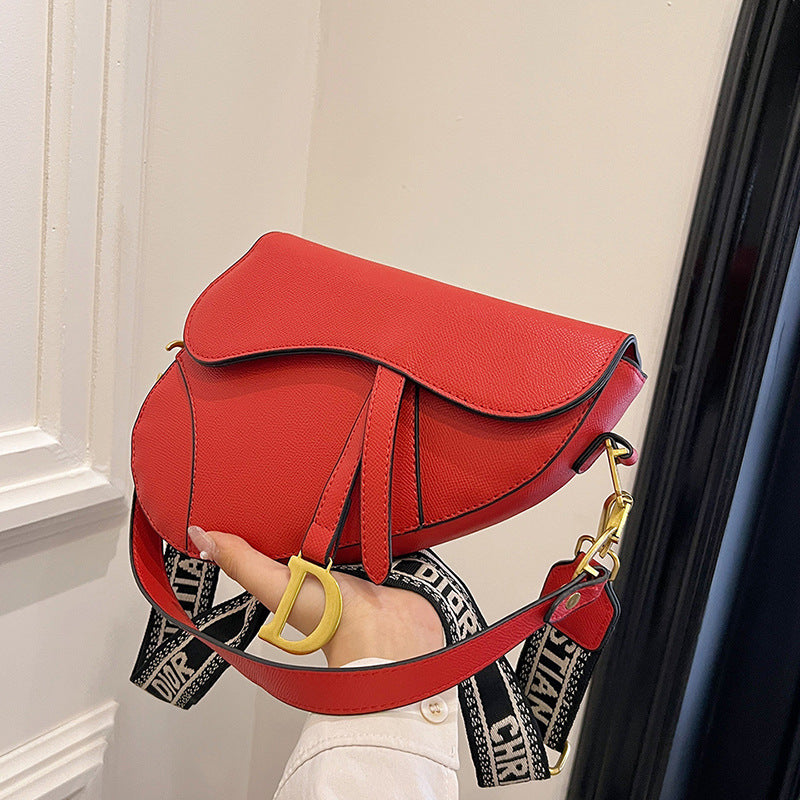 Women's Palm Print Letter Underarm Saddle High Crossbody Bags