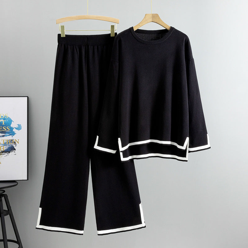 Women's Knitting Long Sleeve Split Two-piece Suits