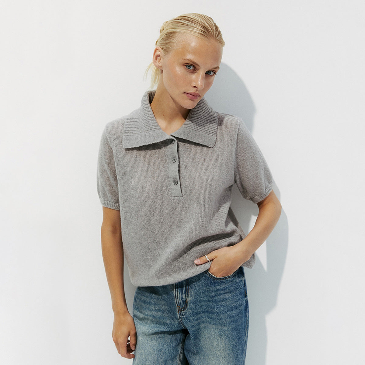 Women's Sleeves Puff Sleeve T-shirt Simple Knitting Sweaters