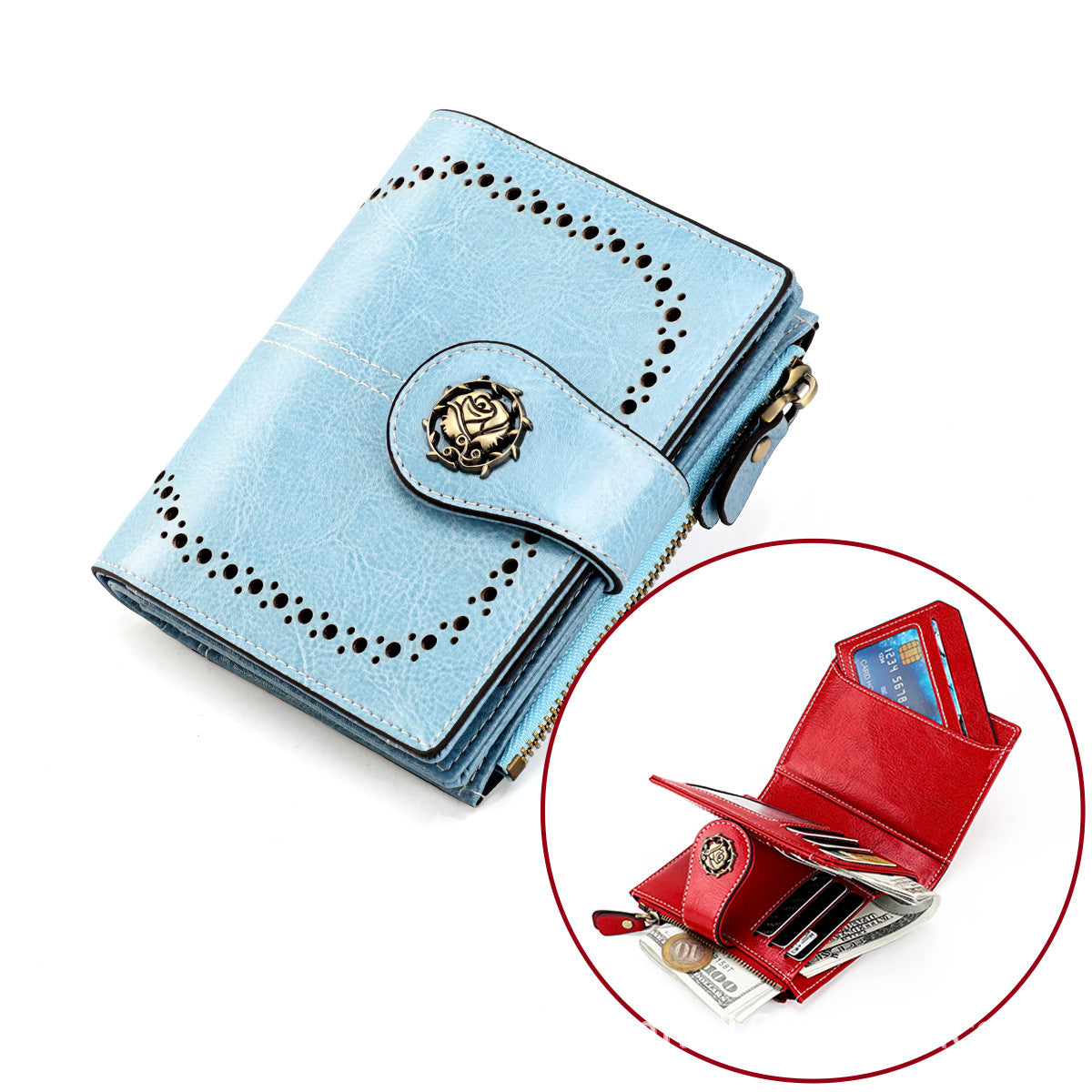 Women's Style Leather Cowhide High-grade Short Ladies Wallets