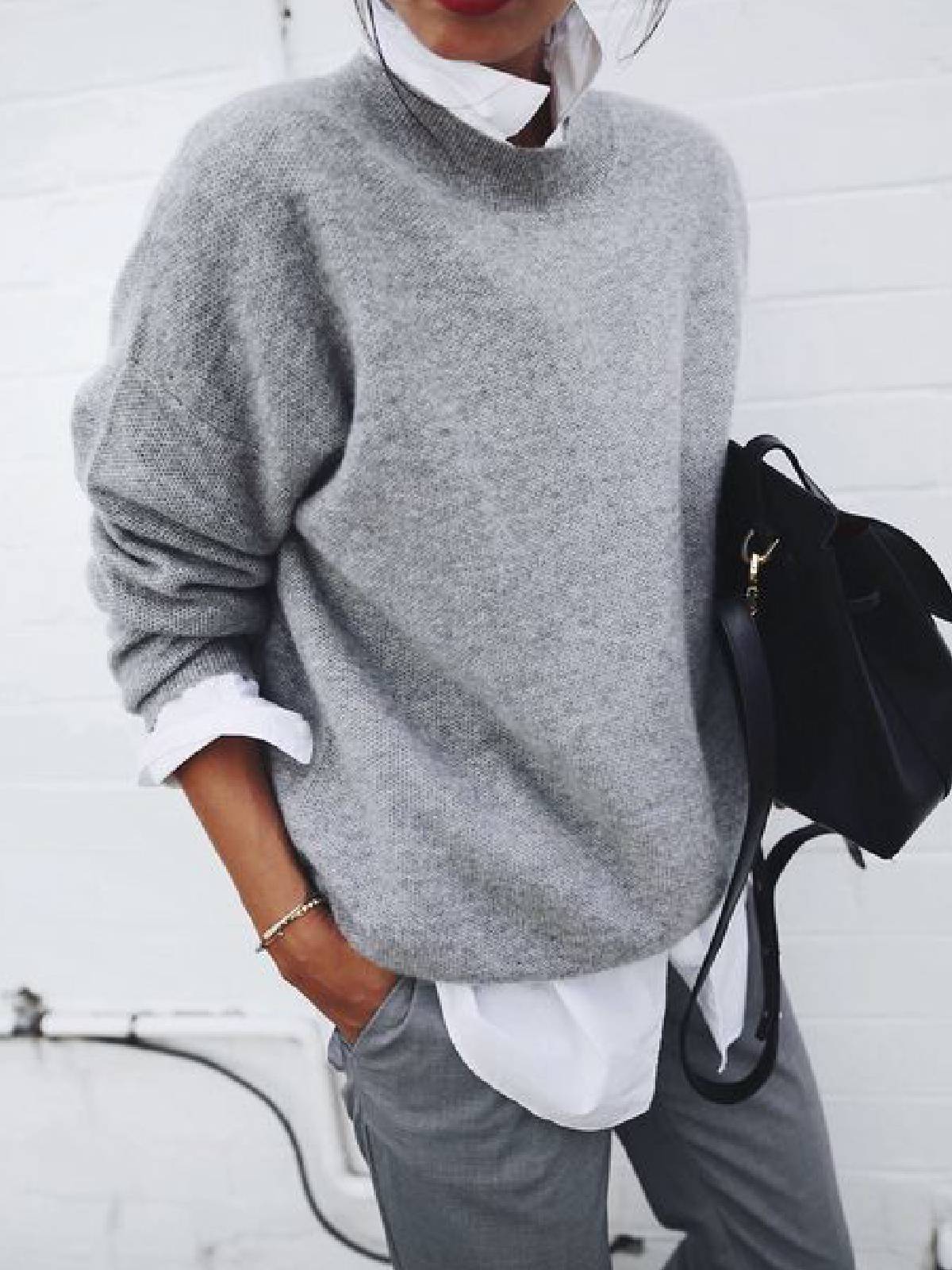 Women's Knitted Long Sleeve Pullover Hoodie Sweaters