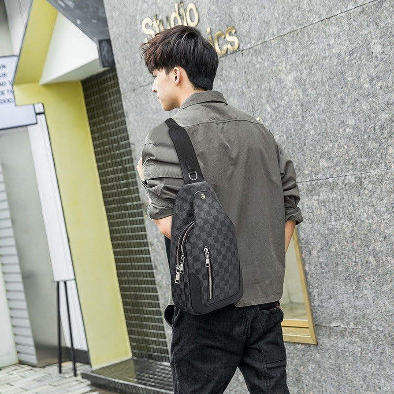 Men's Retro Fashion Light Luxury High-grade Checkerboard Men's Chest Bags