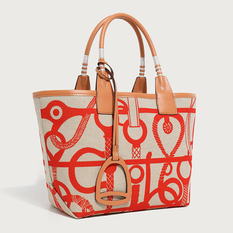 Women's Printed Fashion Canvas Textured Female Handmade Handbags