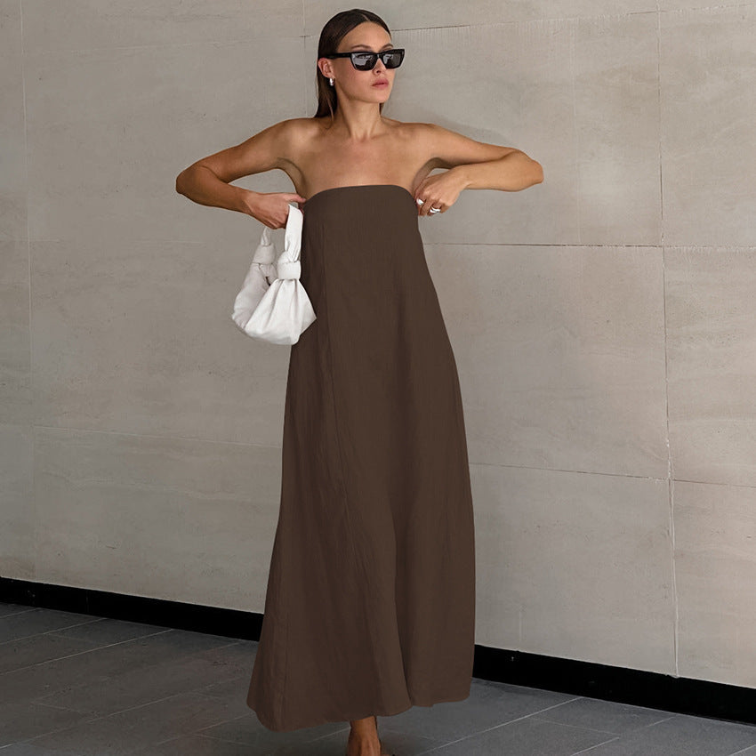 Women's Unique Design Simple Dress Slim Fit Graceful Tube Dresses