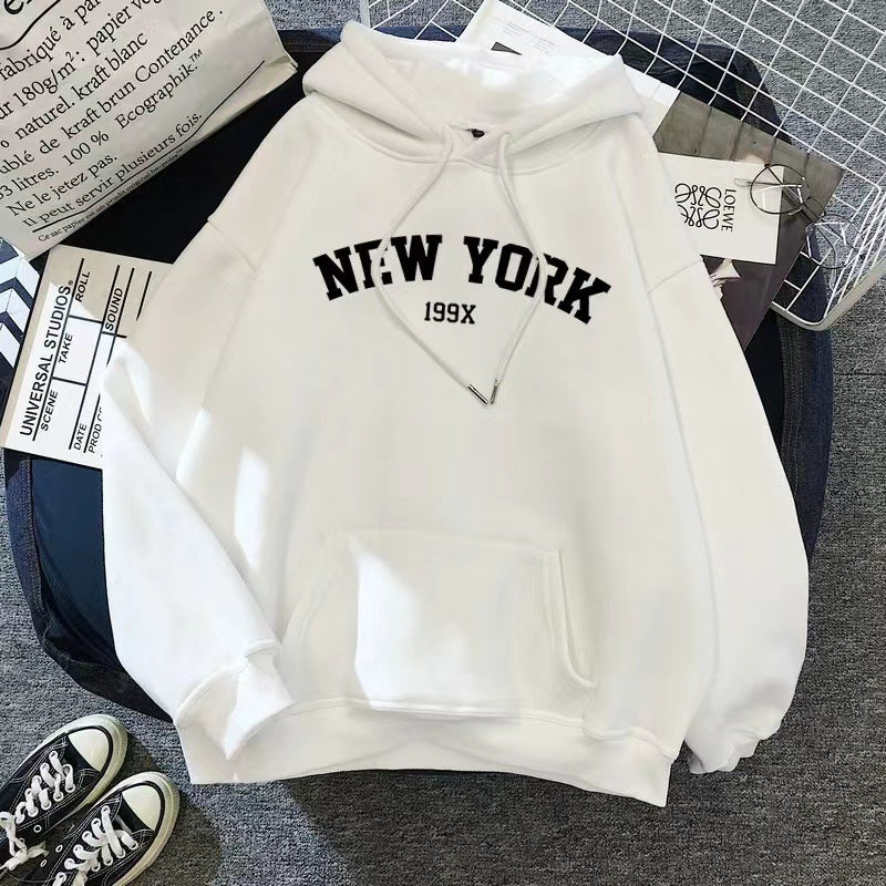 Stylish Fleece-lined Hoodie Unisex Wear Loose Sweaters