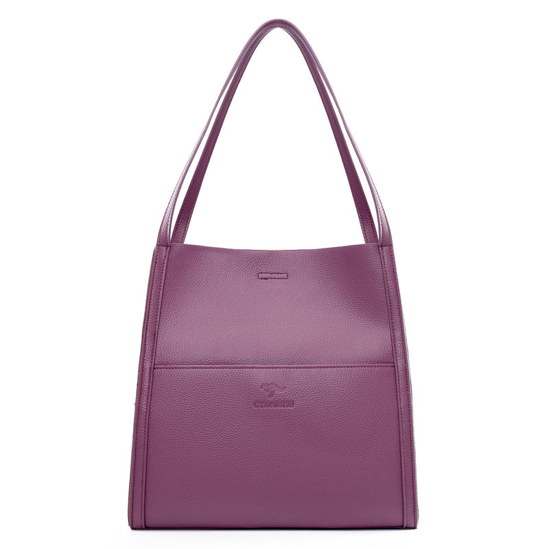 Women's Quality Simple Solid Color Shopping Sense Shoulder Bags