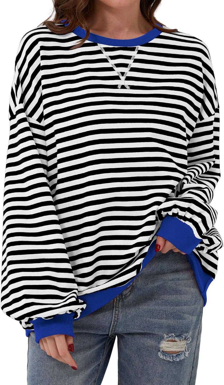 Women's Slouchy Innovative Loose Casual Striped Sweaters