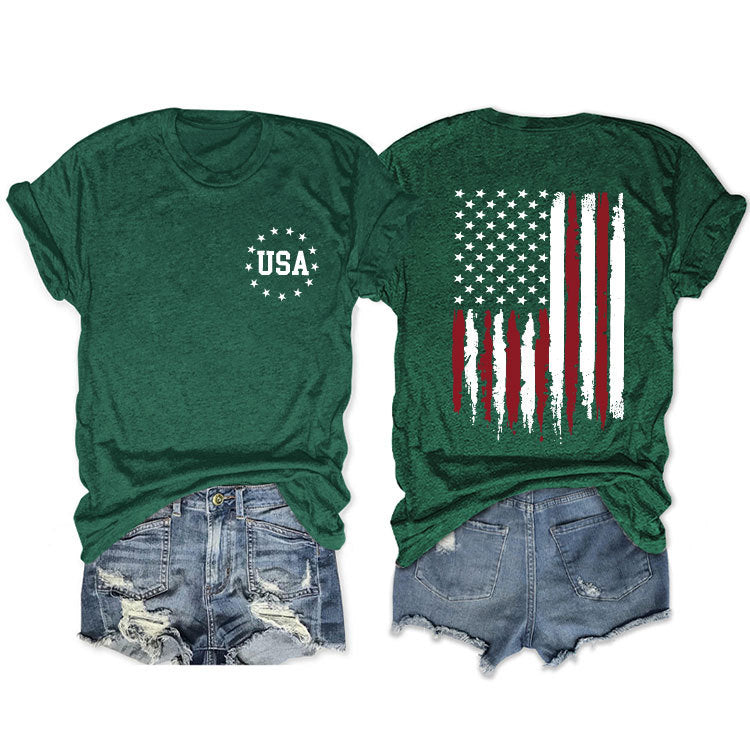 Women's Flag Summer Sleeve Fashion T-shirt Blouses