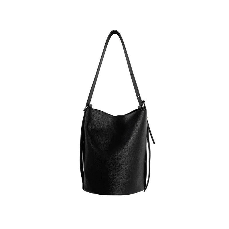 Women's Retro Classic Solid Color Fashion Large Capacity Bucket Bags