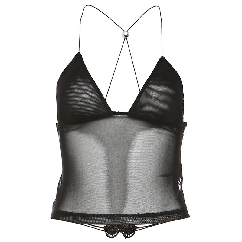 Women's Sexy Hot Style Butterfly Lace Up Mesh Tops