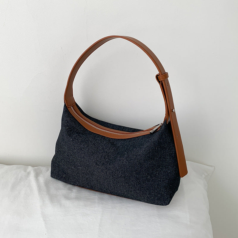 Women's Style Stitching Denim High Sense Niche Shoulder Bags
