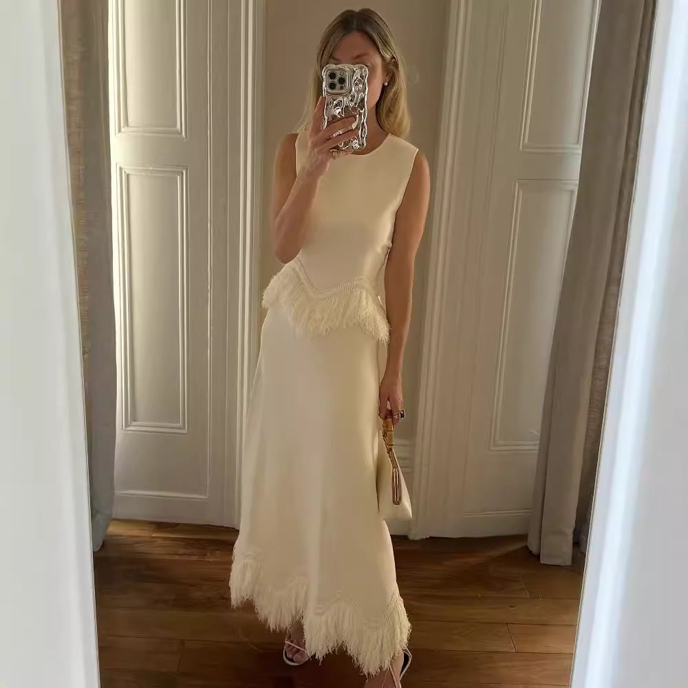 Dinner Party Temperamental Tassels Lace Stitching Dresses
