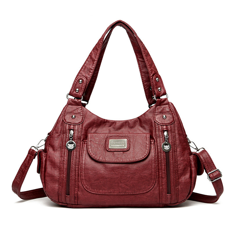 Women's Retro Soft Leather Motorcycle Trendy Quality Handbags