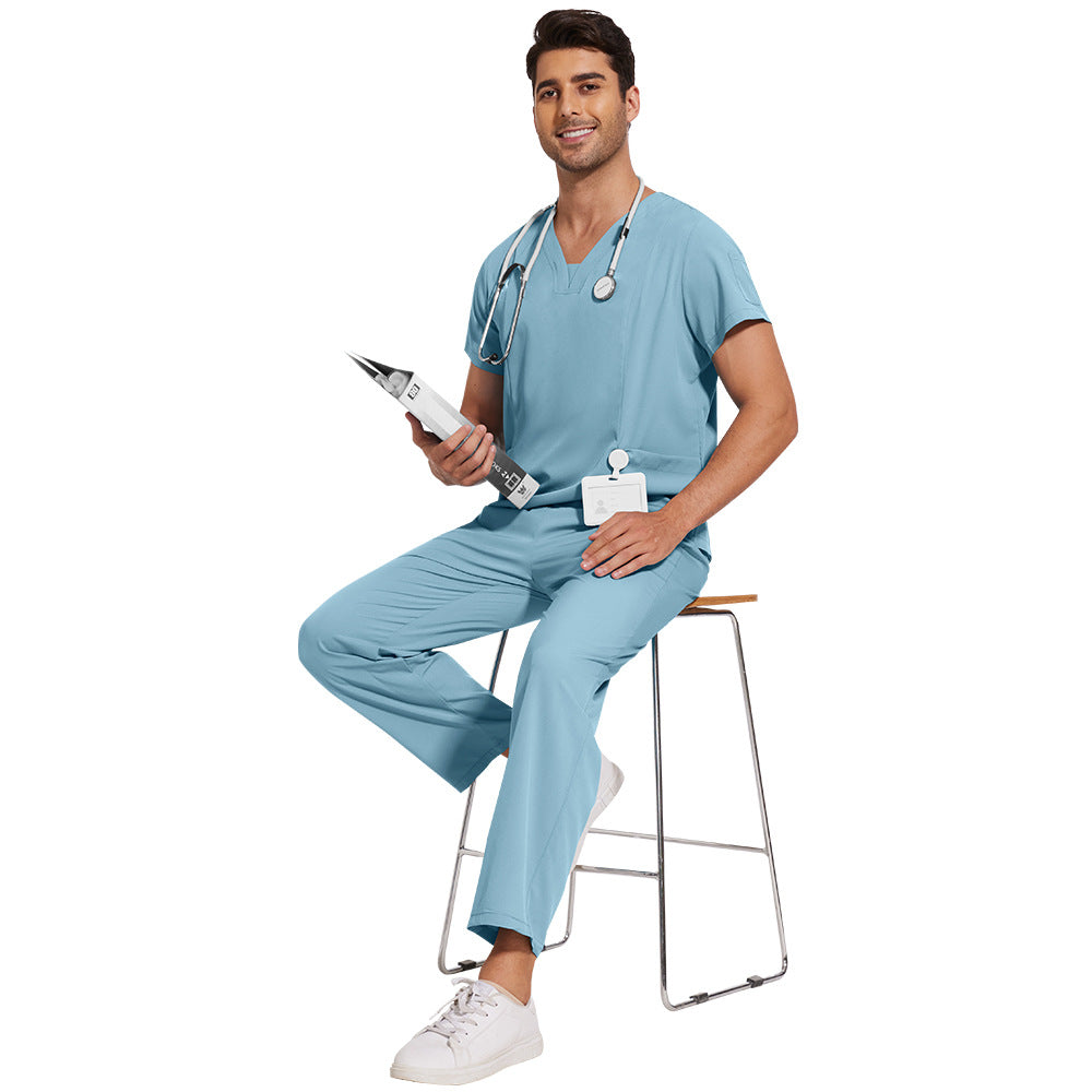 Men's Solid Color Thin Casual Comfortable Short-sleeved Trousers Uniform