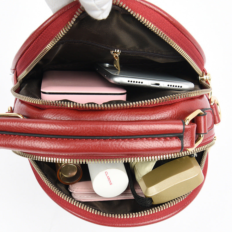 Women's Niche High Sense Round Embossed Mom Handbags