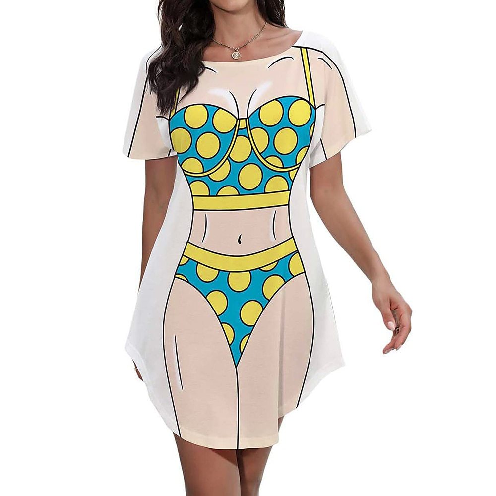 Women's Spoof Couple T-shirt Creative Girlfriends Beach Cover-up Skirts