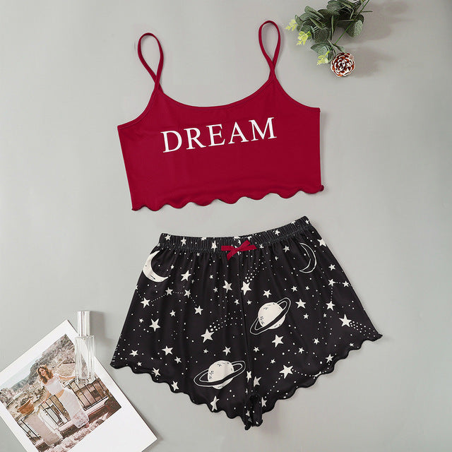 Classic Printed Strap Tube Home Wear Suits