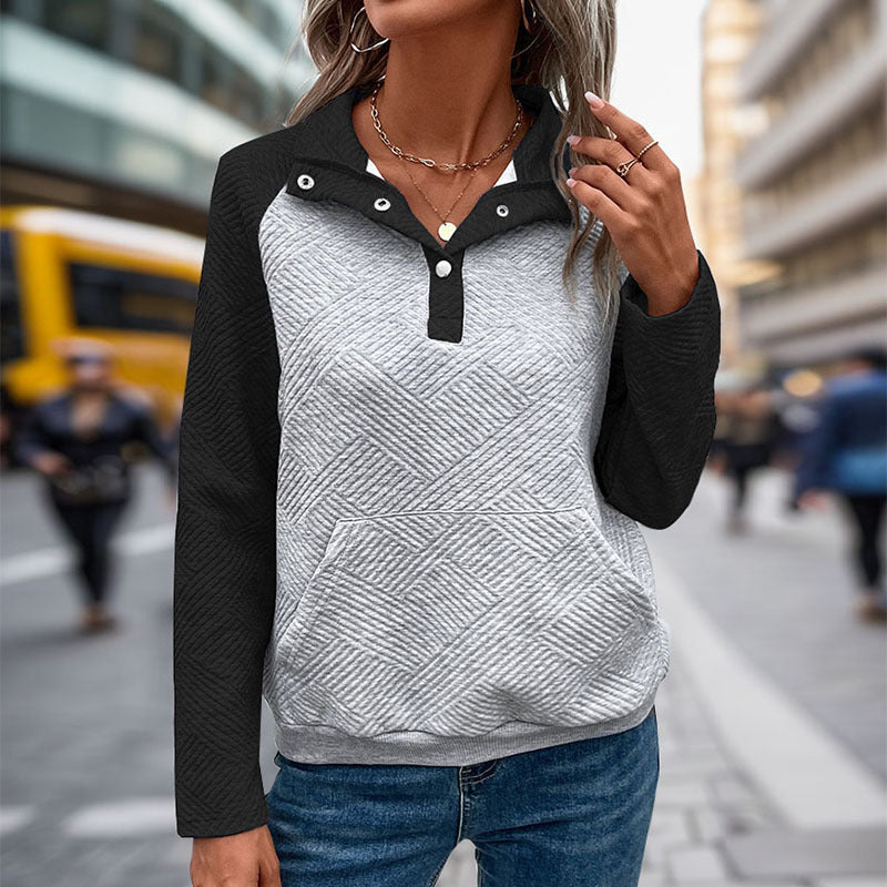 Women's Casual Simple Style Pullover Multicolor Collar Sweaters