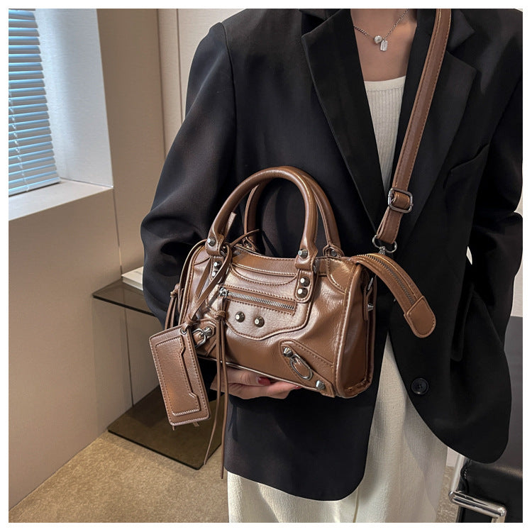 Women's Motorcycle Retro Rivet Pillow Fashion Trendy Crossbody Bags