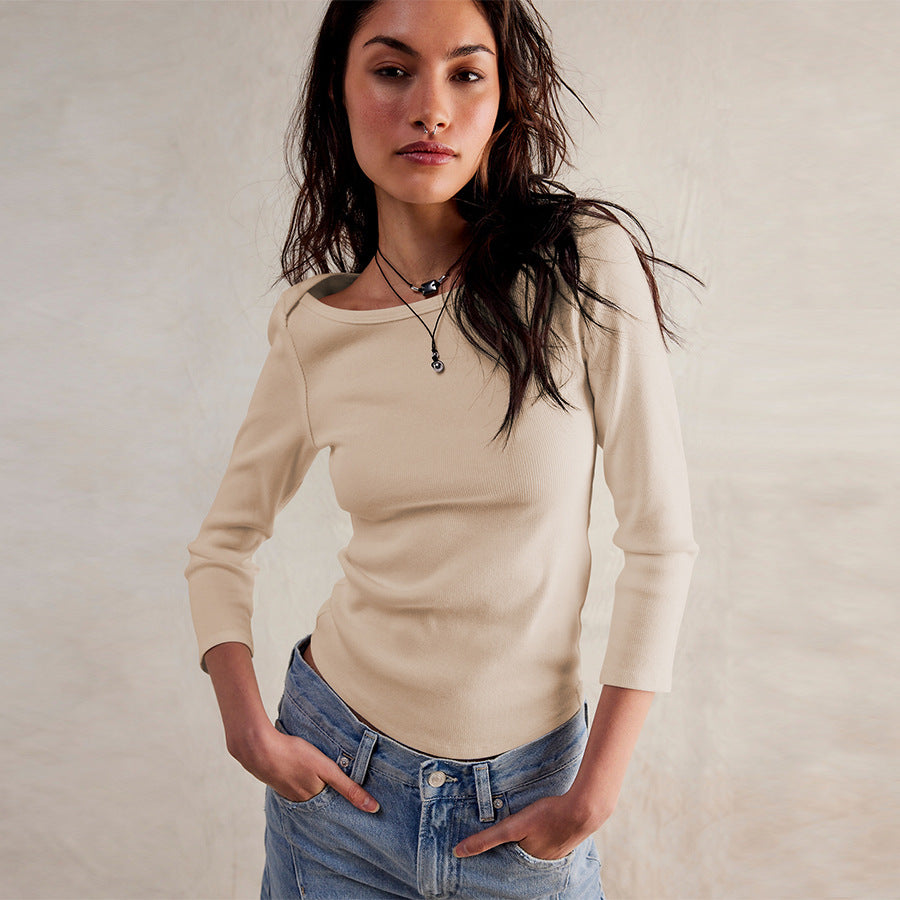 Sleeve Inner Decorative Moulding Slim Fit Blouses