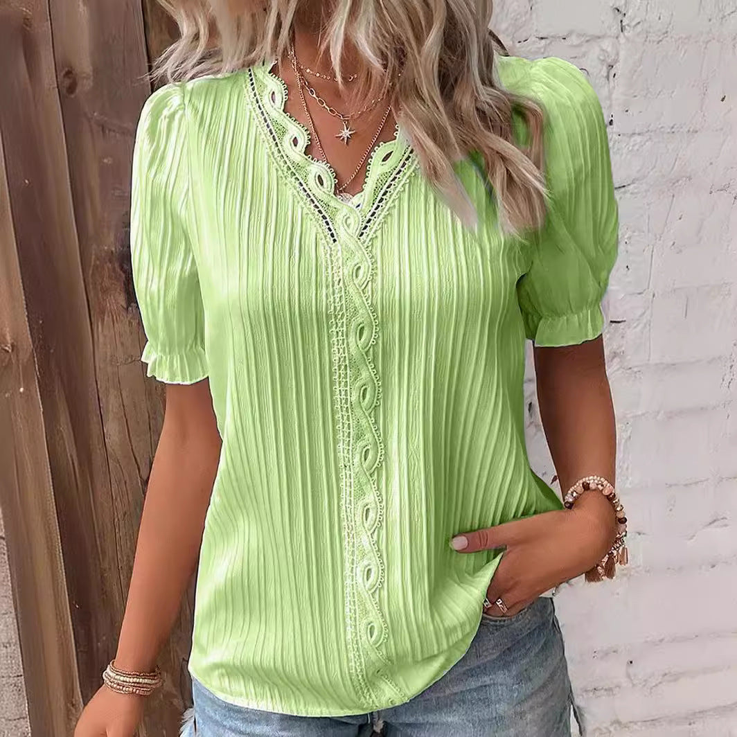 Women's Summer Holiday Fashion Short-sleeved Shirt Blouses