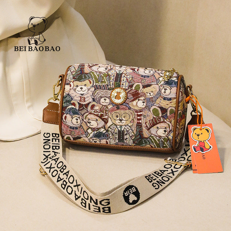 Women's Source Female Canvas Bear Lightweight Crossbody Bags