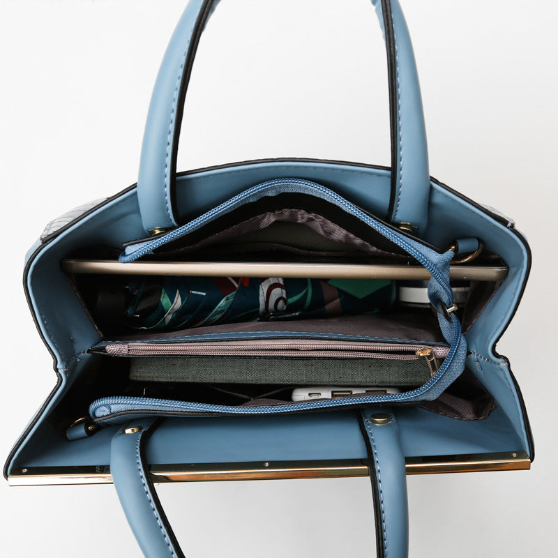 Women's Stone Pattern Patchwork Three-piece Set Mother Shoulder Bags