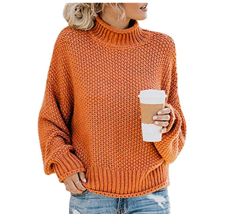 Women's Turtleneck Loose Solid Color Commuting Wear Sweaters