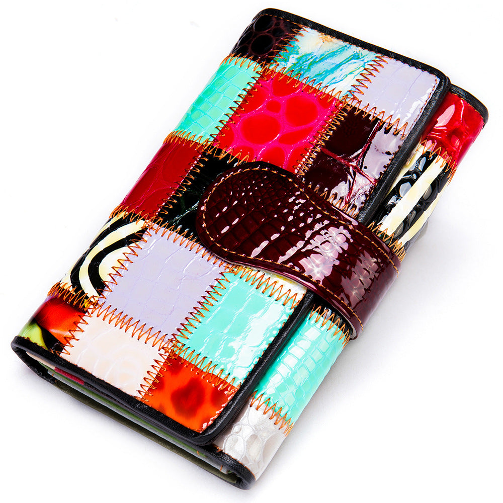 Women's Real Leather Stitching Personalized Minority Long Ladies Wallets