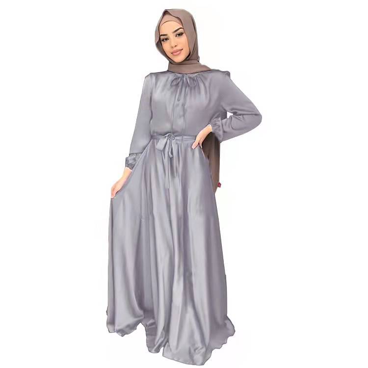 Soft Waist Elegant Satin Dress Large Clothing