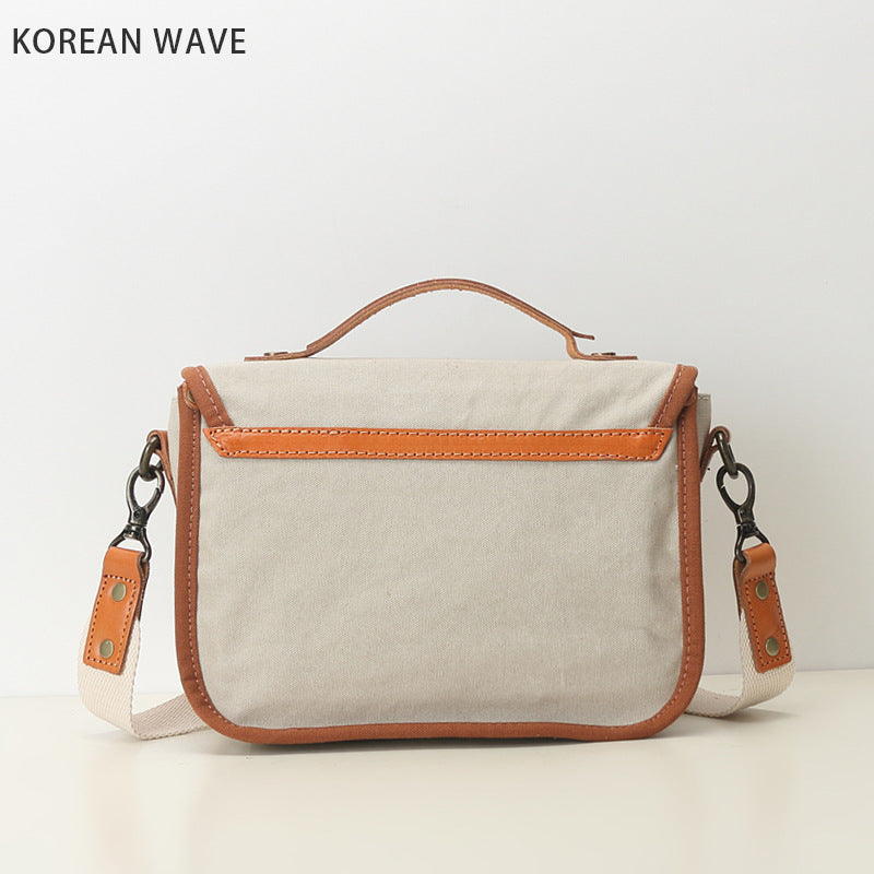 Women's Simple Canvas With Genuine Leather Daily Crossbody Bags