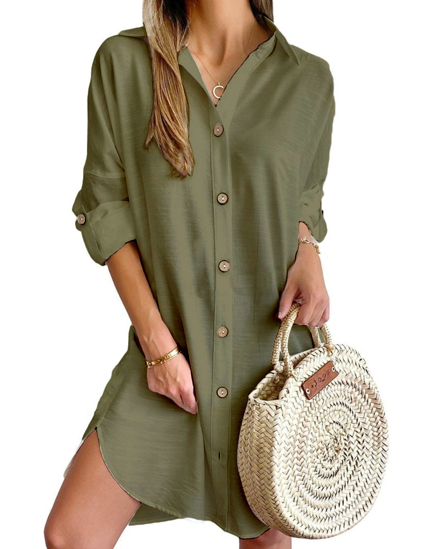 Women's Autumn Casual Long Sleeve Lapel Button Clothing
