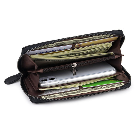 Women's Sheepskin Korean Rhombus Long Clutch Mobile Ladies Wallets