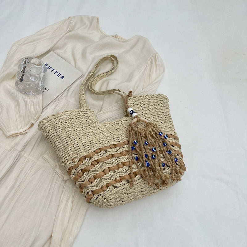 Women's Straw Large Capacity Summer Seaside Beach Tote Bags