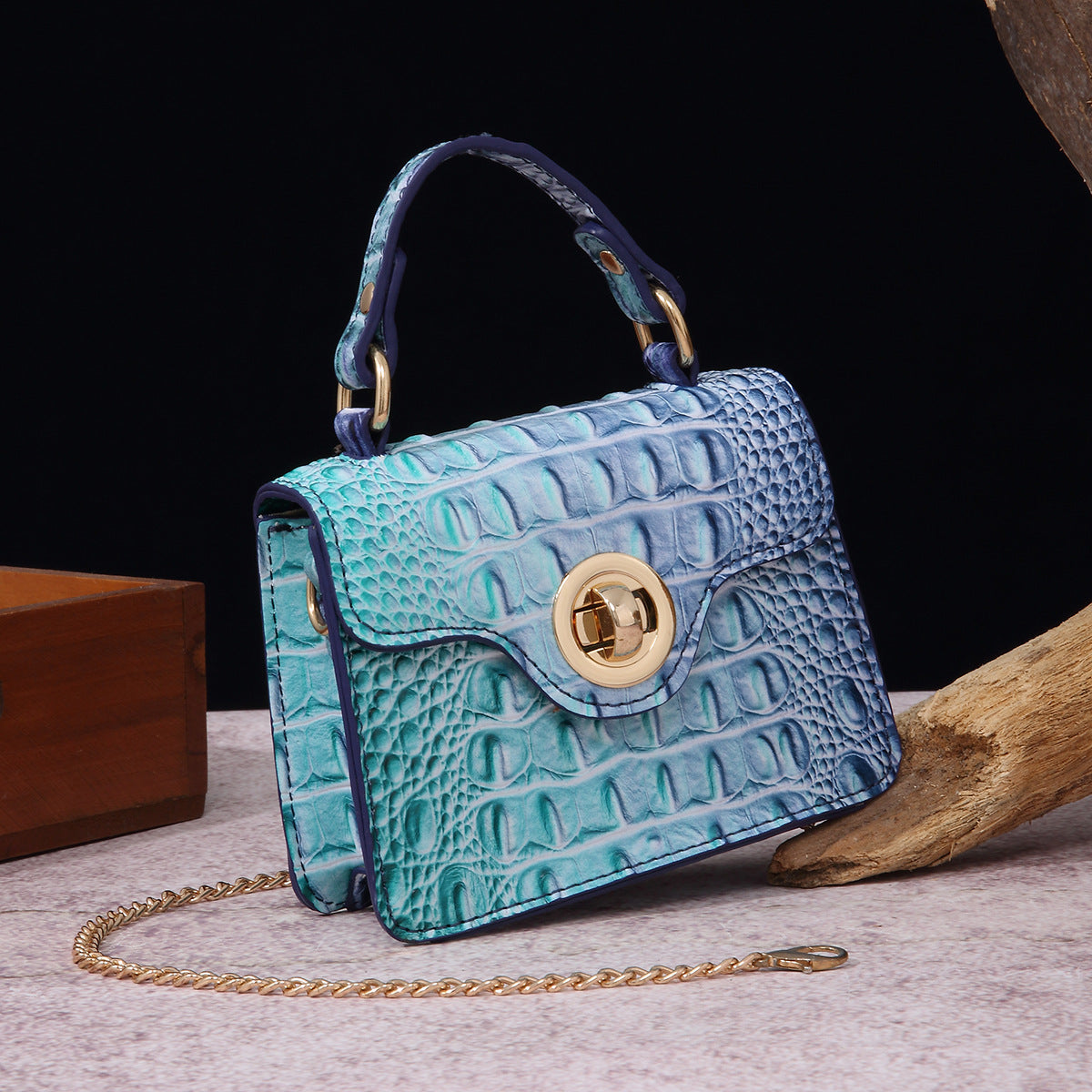 Women's Portable Retro Brahmin Crocodile Pattern Crossbody Bags