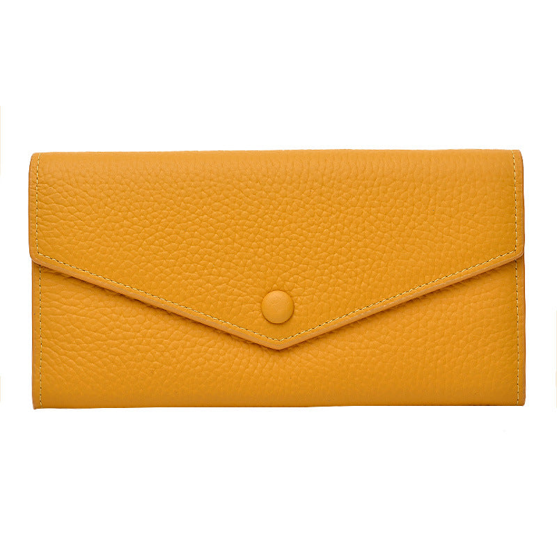 Women's Leather Long Simple First Layer Cowhide Multiple Ladies Wallets