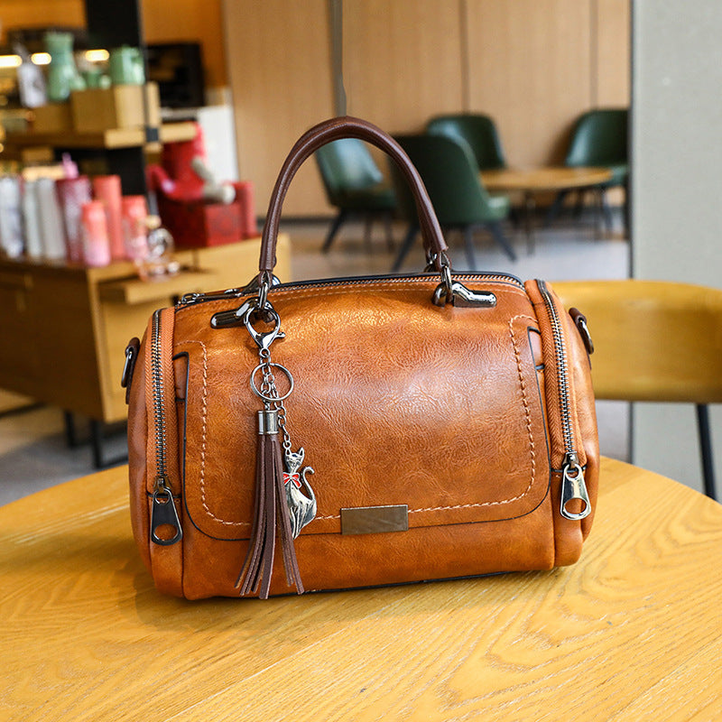 Women's Fashionable Versatile Cowhide Soft Leather Lightweight Shoulder Bags