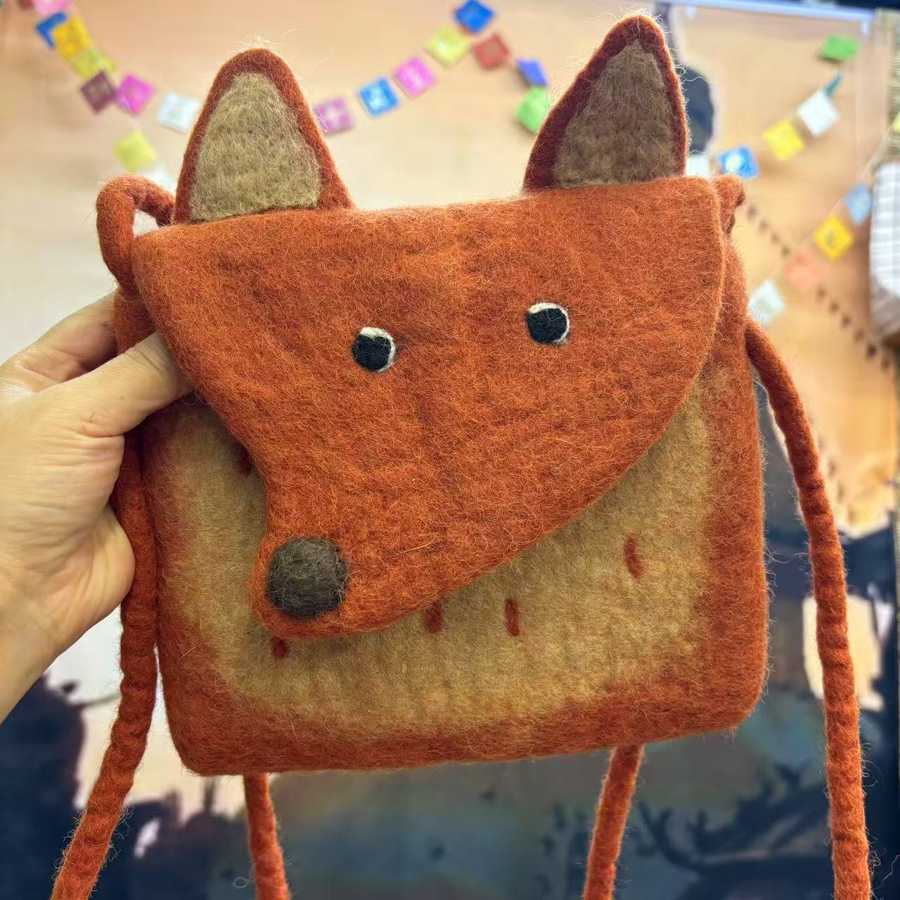 Wool Felt Cute Cartoon Funny Rabbit Fox Crossbody Bags