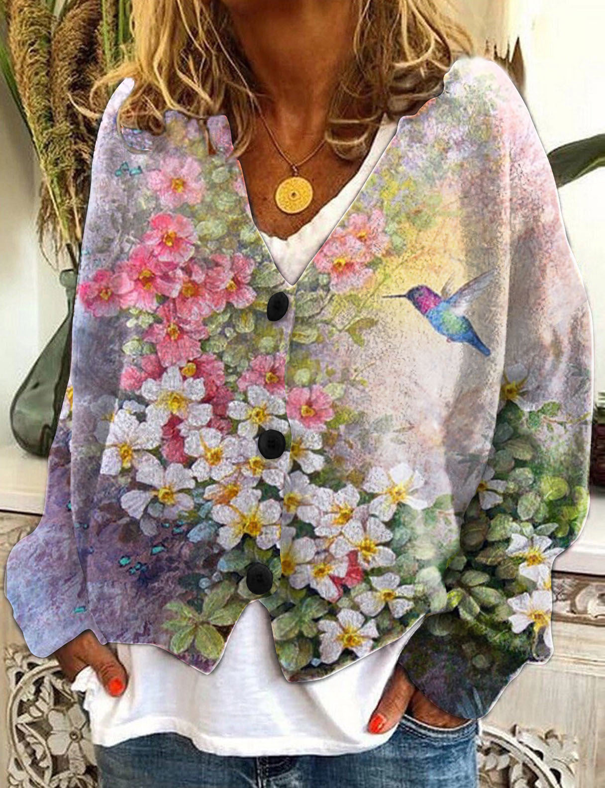 Classy Christmas Abstract Printing Casual Cloak Sweaters