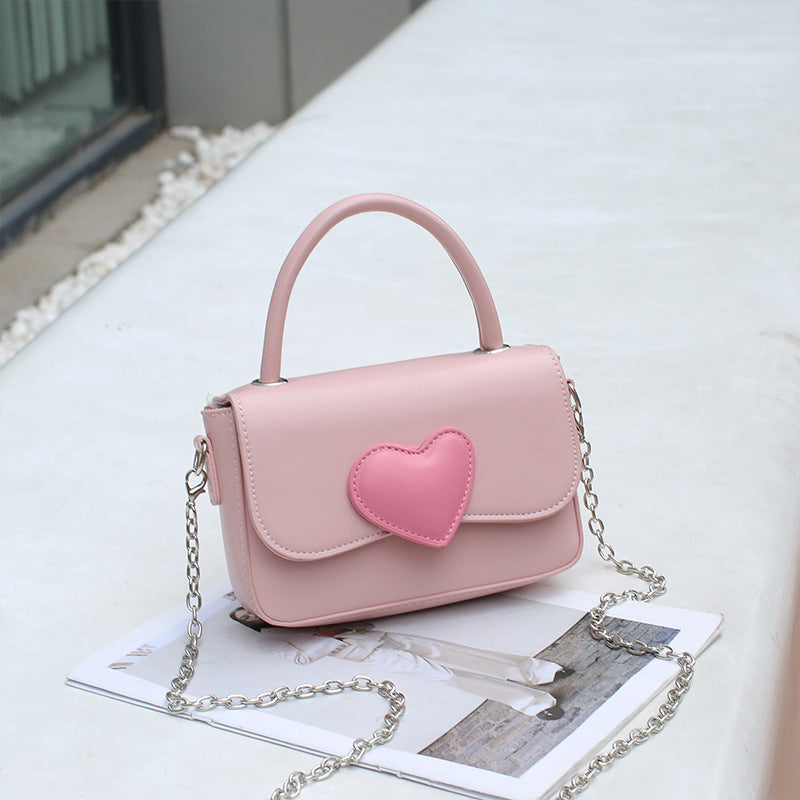 Fashionable Contrast Color Heart Pink Love Women's Messenger Bag