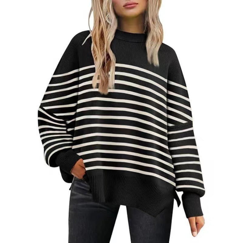 Women's Batwing Long-sleeved Autumn Knitted Side Slit Sweaters