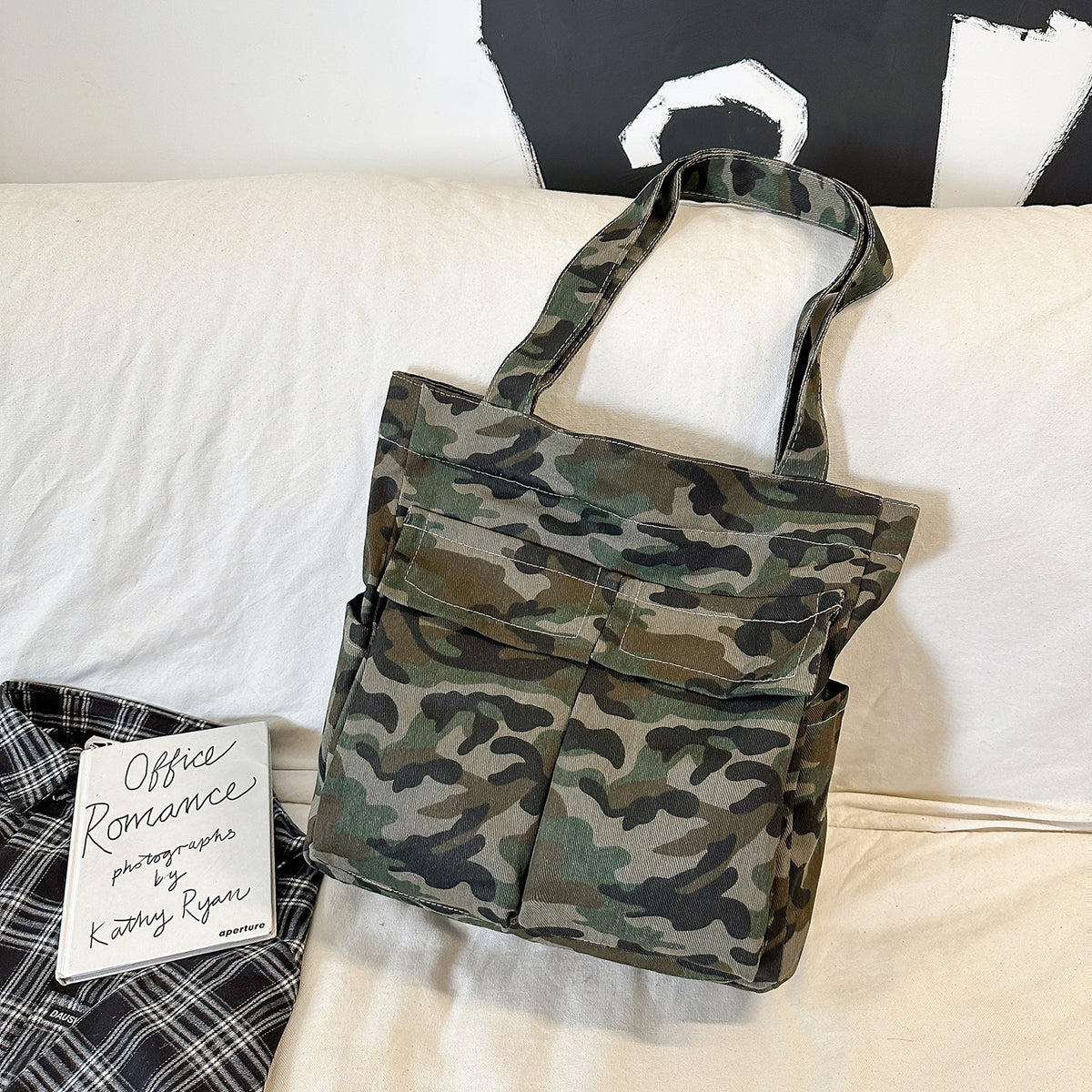 Women's Canvas Fashion Large Capacity Commute Leisure Tooling Women's Shoulder Bag