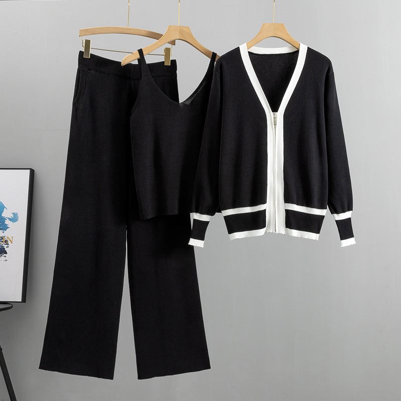 Women's Knitted Sling Three-piece European Goods Tide Suits