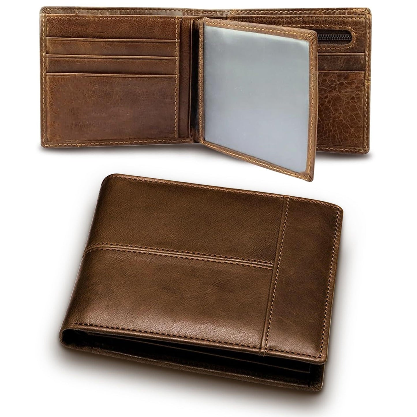 Men's Slots First Layer Cowhide Swiping Short Men's Wallets