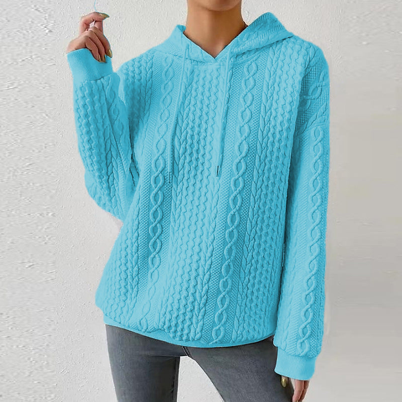 Autumn Casual Style Jacquard Hooded Long Sweaters